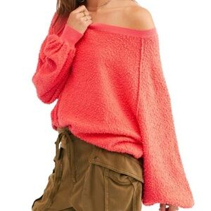 Free People Small Coral Found My Friend Pullover Sweater